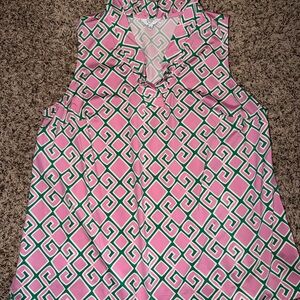 Crown & Ivy Pink and Green Patterned Blouse